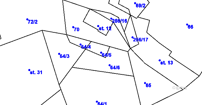 Parcela st. 64/5 v KÚ Janov v Orlických horách, Katastrální mapa