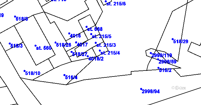 Parcela st. 215/4 v KÚ Janov u Litomyšle, Katastrální mapa