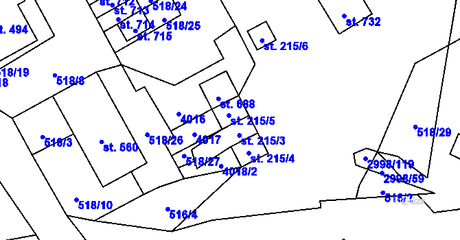 Parcela st. 215/5 v KÚ Janov u Litomyšle, Katastrální mapa