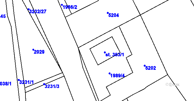 Parcela st. 363/1 v KÚ Janov u Litomyšle, Katastrální mapa