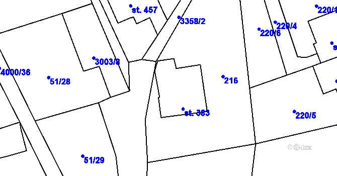 Parcela st. 383 v KÚ Janov u Litomyšle, Katastrální mapa
