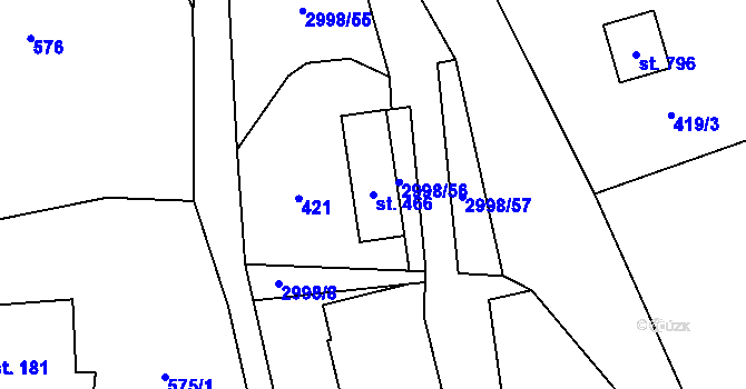 Parcela st. 466 v KÚ Janov u Litomyšle, Katastrální mapa