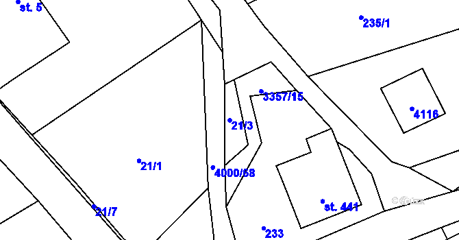 Parcela st. 21/3 v KÚ Janov u Litomyšle, Katastrální mapa