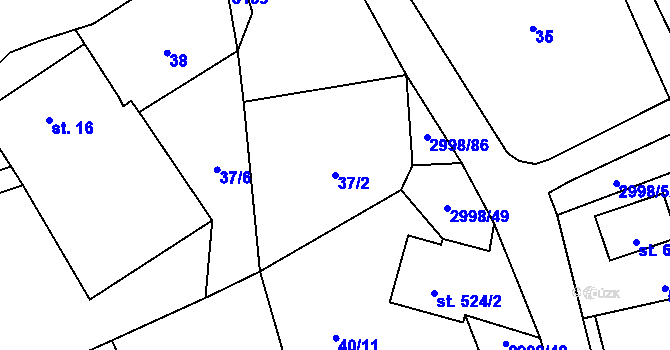 Parcela st. 37/2 v KÚ Janov u Litomyšle, Katastrální mapa