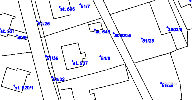 Parcela st. 51/6 v KÚ Janov u Litomyšle, Katastrální mapa
