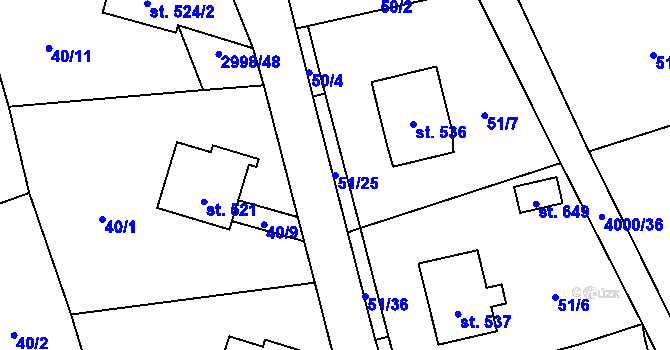 Parcela st. 51/25 v KÚ Janov u Litomyšle, Katastrální mapa