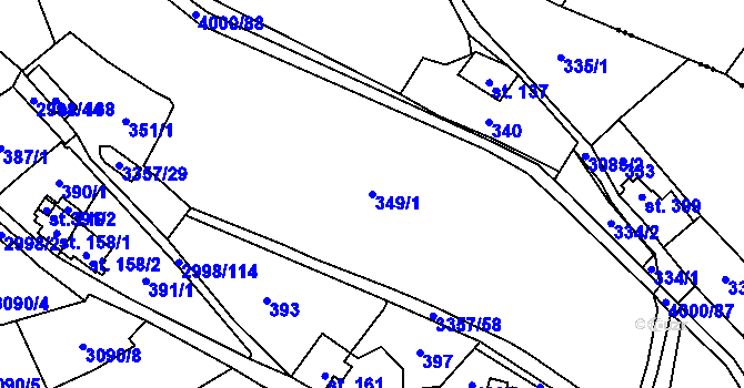 Parcela st. 349/1 v KÚ Janov u Litomyšle, Katastrální mapa