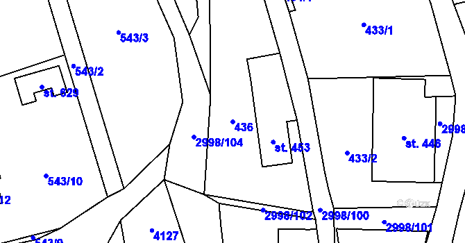 Parcela st. 436 v KÚ Janov u Litomyšle, Katastrální mapa