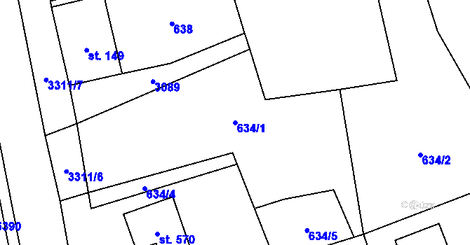 Parcela st. 634/1 v KÚ Janov u Litomyšle, Katastrální mapa
