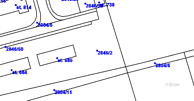 Parcela st. 2846/2 v KÚ Janov u Litomyšle, Katastrální mapa