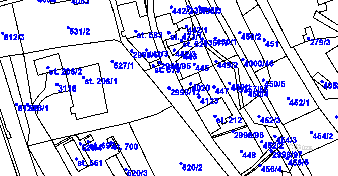 Parcela st. 2998/12 v KÚ Janov u Litomyšle, Katastrální mapa
