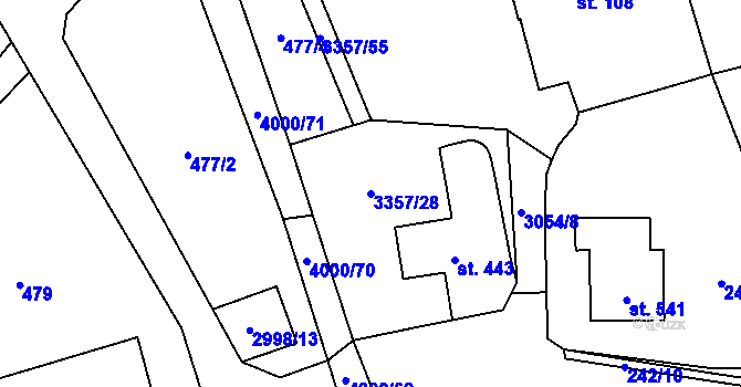 Parcela st. 3357/28 v KÚ Janov u Litomyšle, Katastrální mapa