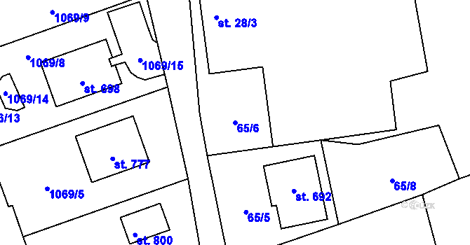 Parcela st. 65/6 v KÚ Janov u Litomyšle, Katastrální mapa