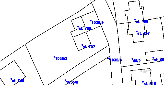 Parcela st. 707 v KÚ Janov u Litomyšle, Katastrální mapa