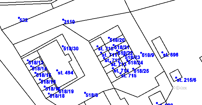 Parcela st. 711 v KÚ Janov u Litomyšle, Katastrální mapa