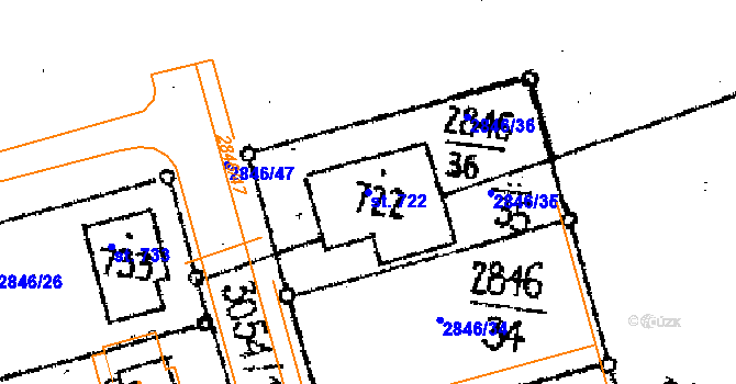Parcela st. 722 v KÚ Janov u Litomyšle, Katastrální mapa