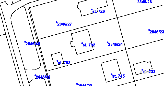 Parcela st. 792 v KÚ Janov u Litomyšle, Katastrální mapa