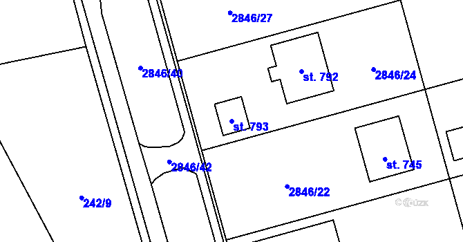 Parcela st. 793 v KÚ Janov u Litomyšle, Katastrální mapa