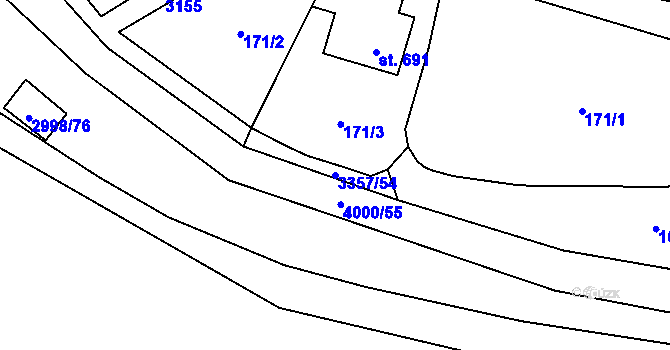 Parcela st. 3357/54 v KÚ Janov u Litomyšle, Katastrální mapa