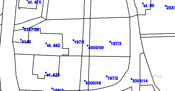 Parcela st. 4000/59 v KÚ Janov u Litomyšle, Katastrální mapa