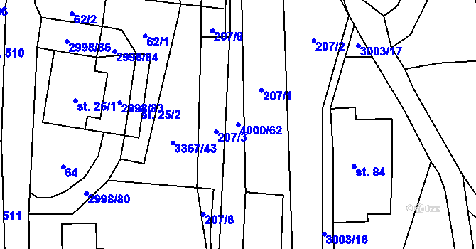 Parcela st. 4000/62 v KÚ Janov u Litomyšle, Katastrální mapa