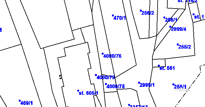 Parcela st. 4000/76 v KÚ Janov u Litomyšle, Katastrální mapa