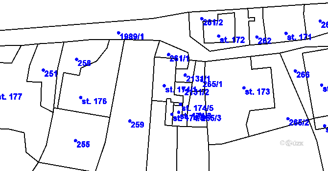 Parcela st. 174/1 v KÚ Janov u Krnova, Katastrální mapa