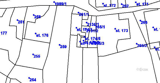 Parcela st. 174/4 v KÚ Janov u Krnova, Katastrální mapa