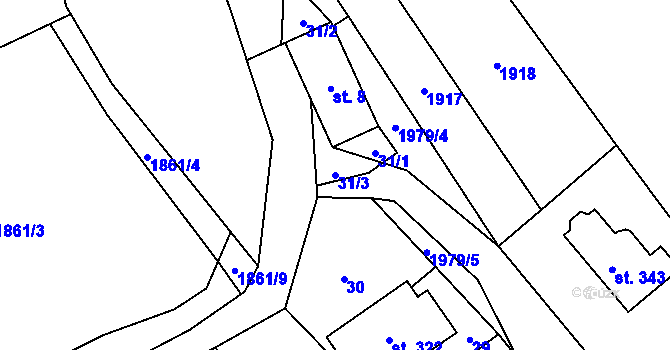 Parcela st. 31/3 v KÚ Janov u Krnova, Katastrální mapa