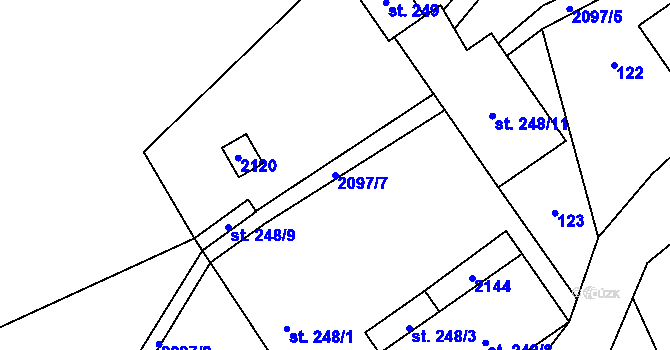 Parcela st. 2097/7 v KÚ Janov u Krnova, Katastrální mapa