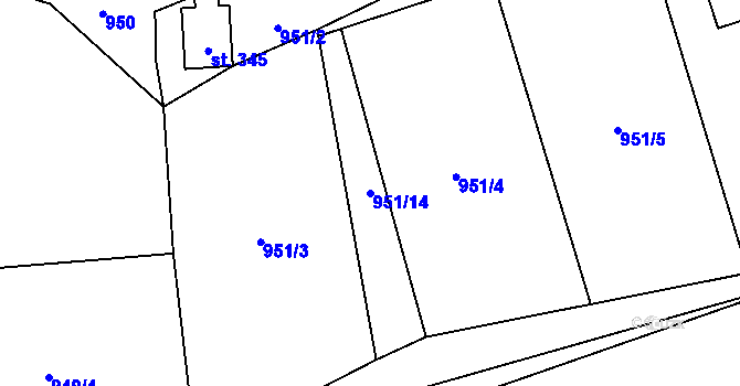 Parcela st. 951/14 v KÚ Janov u Krnova, Katastrální mapa