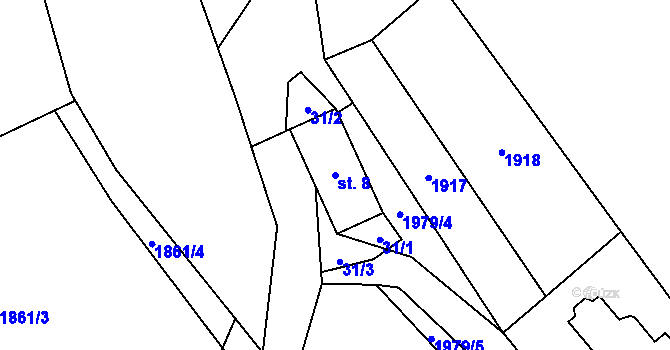 Parcela st. 8 v KÚ Janov u Krnova, Katastrální mapa