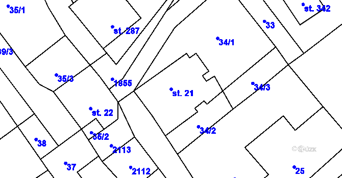 Parcela st. 21 v KÚ Janov u Krnova, Katastrální mapa