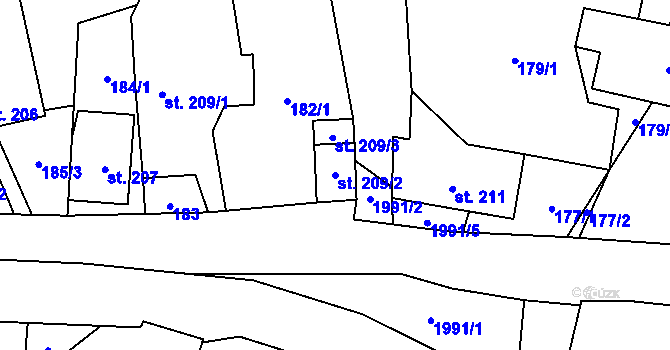 Parcela st. 209/2 v KÚ Janov u Krnova, Katastrální mapa