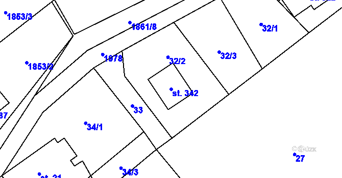 Parcela st. 342 v KÚ Janov u Krnova, Katastrální mapa