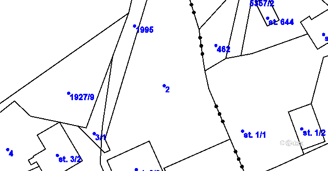 Parcela st. 2 v KÚ Janov u Krnova, Katastrální mapa