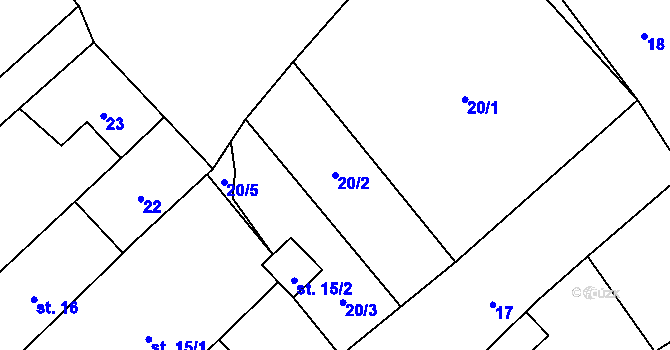 Parcela st. 20/2 v KÚ Janov u Krnova, Katastrální mapa
