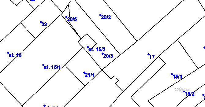 Parcela st. 20/3 v KÚ Janov u Krnova, Katastrální mapa