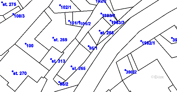 Parcela st. 95/1 v KÚ Janov u Krnova, Katastrální mapa
