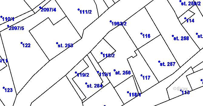 Parcela st. 118/2 v KÚ Janov u Krnova, Katastrální mapa