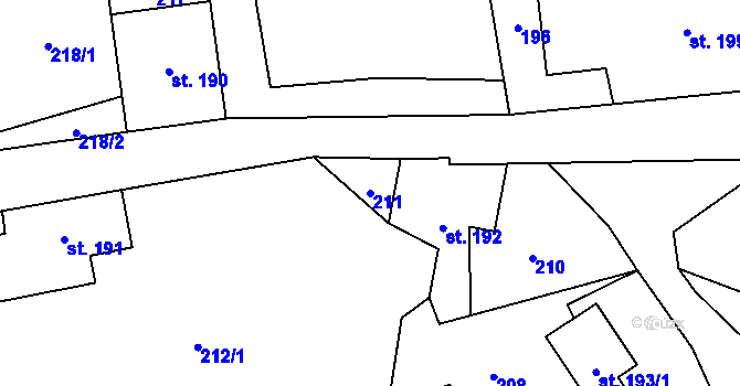 Parcela st. 211 v KÚ Janov u Krnova, Katastrální mapa