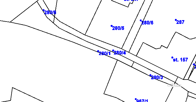 Parcela st. 280/1 v KÚ Janov u Krnova, Katastrální mapa