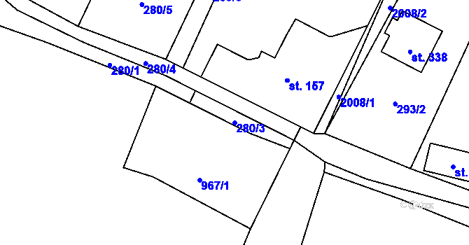 Parcela st. 280/3 v KÚ Janov u Krnova, Katastrální mapa