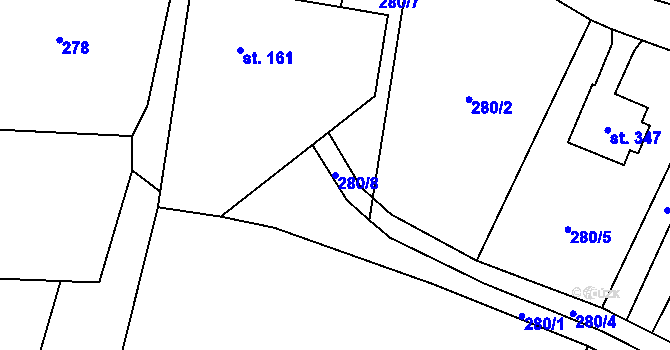 Parcela st. 280/8 v KÚ Janov u Krnova, Katastrální mapa