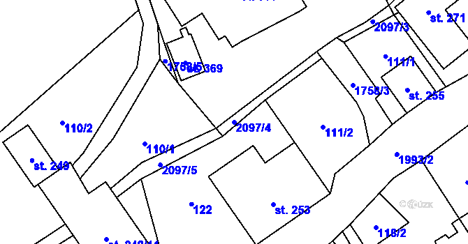 Parcela st. 2097/4 v KÚ Janov u Krnova, Katastrální mapa