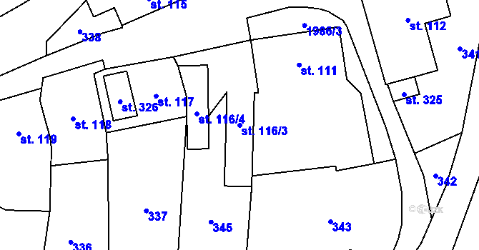 Parcela st. 116/3 v KÚ Janov u Krnova, Katastrální mapa