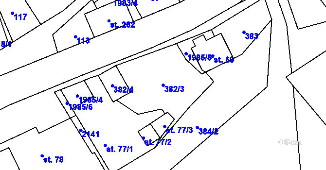 Parcela st. 382/3 v KÚ Janov u Krnova, Katastrální mapa