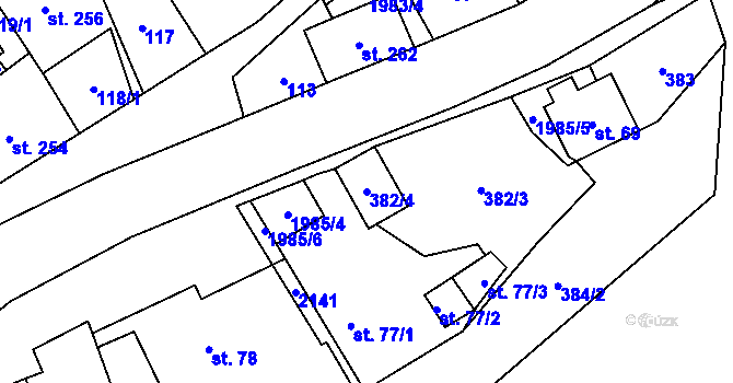 Parcela st. 382/4 v KÚ Janov u Krnova, Katastrální mapa