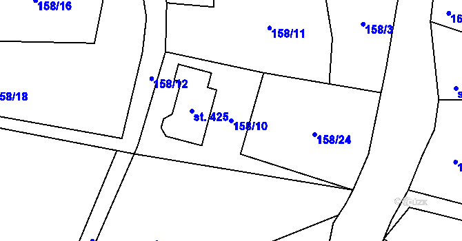 Parcela st. 158/10 v KÚ Hraničná nad Nisou, Katastrální mapa