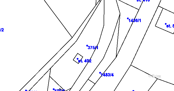 Parcela st. 375/1 v KÚ Hraničná nad Nisou, Katastrální mapa